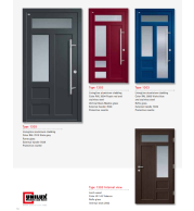 Type 1203 LivingLine – Vertical Basis Madras Glass LivingLine Aluminium-Wood Door, Slate Grey, Tobacco Interior, Punto Glass, High Security, Flush Handle, Premium German Build
